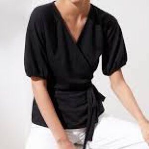 Black Wrap Top with Tie Front XXL